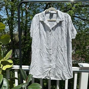 White Striped Button Down Shirt Dress